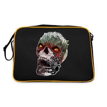Halloween Gruselmonster - Retro Tasche - Schwarz/Gold - Hinten