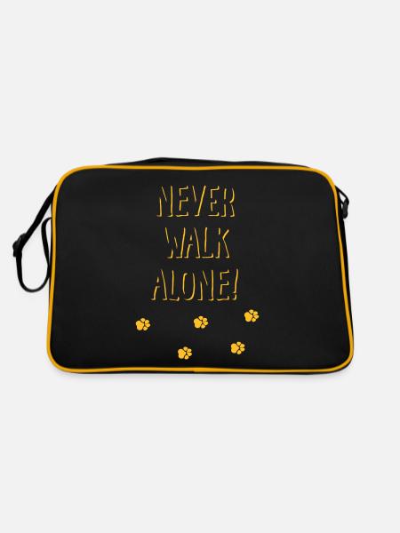 Never walk alone dog paws 2 - Retro Bag - black/gold - Back