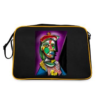 Woman with beret and square dress l Picasso - Retro Bag - black/gold - Back