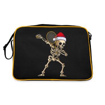 Squelette avec raquette de tennis et chapeau de Noël - Sac Retro - noir/or - Dos