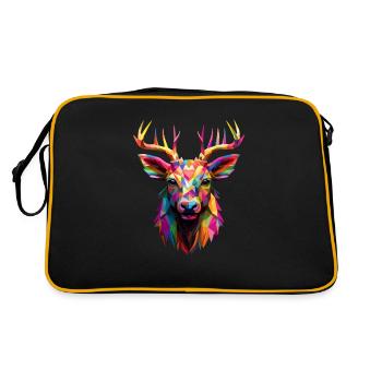 Buntes Hirschgeweih - Retro Tasche - Schwarz/Gold - Hinten