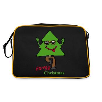 Weihnachtsbaum, Christmas, Christmas Tree - Retro Tasche - Schwarz/Gold - Hinten