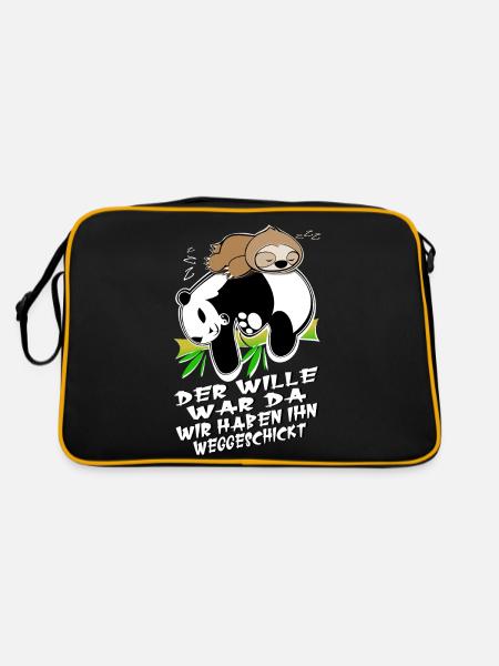 pand faultier - Retro Tasche - Schwarz/Gold - Hinten