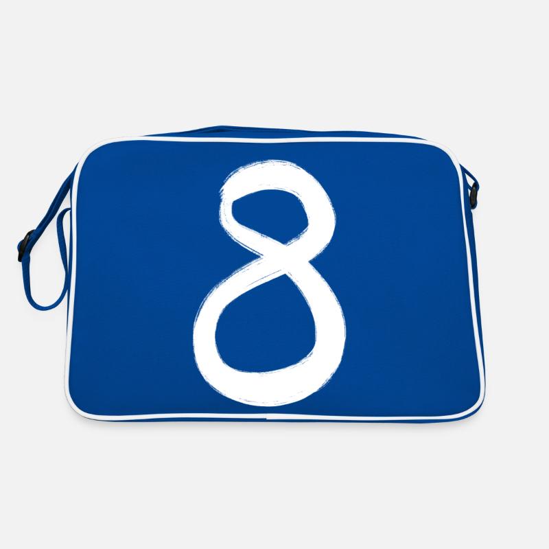 8 Eight Numbers Hand-Painted White Gift Idea Retro Bag