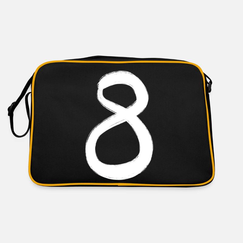 8 Eight Numbers Hand-Painted White Gift Idea Retro Bag
