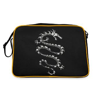Drachen Fantasy Drachen Geist Reptilien Bestien - Retro Tasche - Schwarz/Gold - Hinten
