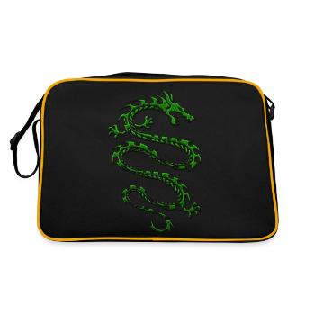 Drachen Fantasy Drachen Geist Reptilien Bestien - Retro Tasche - Schwarz/Gold - Hinten