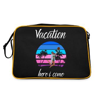Urlaub hier komme ich - Retro Tasche - Schwarz/Gold - Hinten