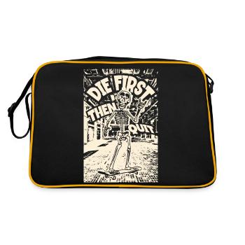 | skeleton on skateboard THE FIRST - THEN QUIT - Retro Bag - black/gold - Back