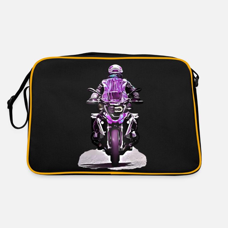 GS Motorradfahrer lila - Retro Tasche - Schwarz/Gold