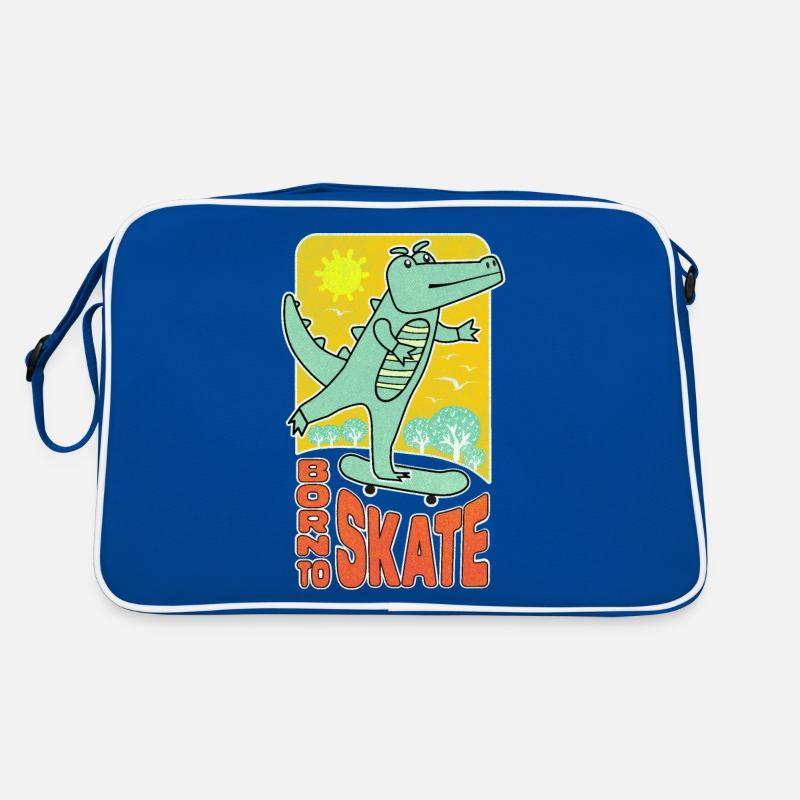 Skateboard comique amical en crocodile. Sac Retro