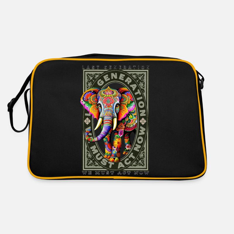 last generation, Elephant - Retro Tasche - Schwarz/Gold