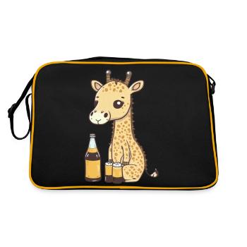 Cute giraffe drinking a bottle of beer - Retro Bag - black/gold - Back