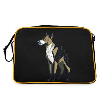 Geometrischer Hund - Retro Tasche - Schwarz/Gold - Hinten