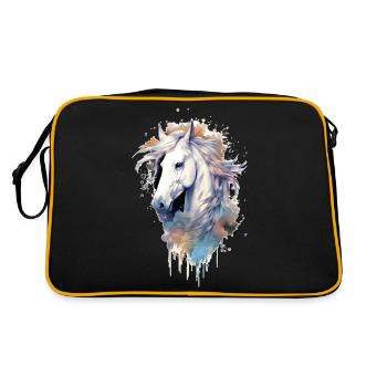 Cheval Blanc en Aquarelle - Sac Retro - noir/or - Dos