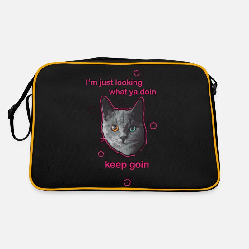 Katze mit Spruch Retro Tasche
