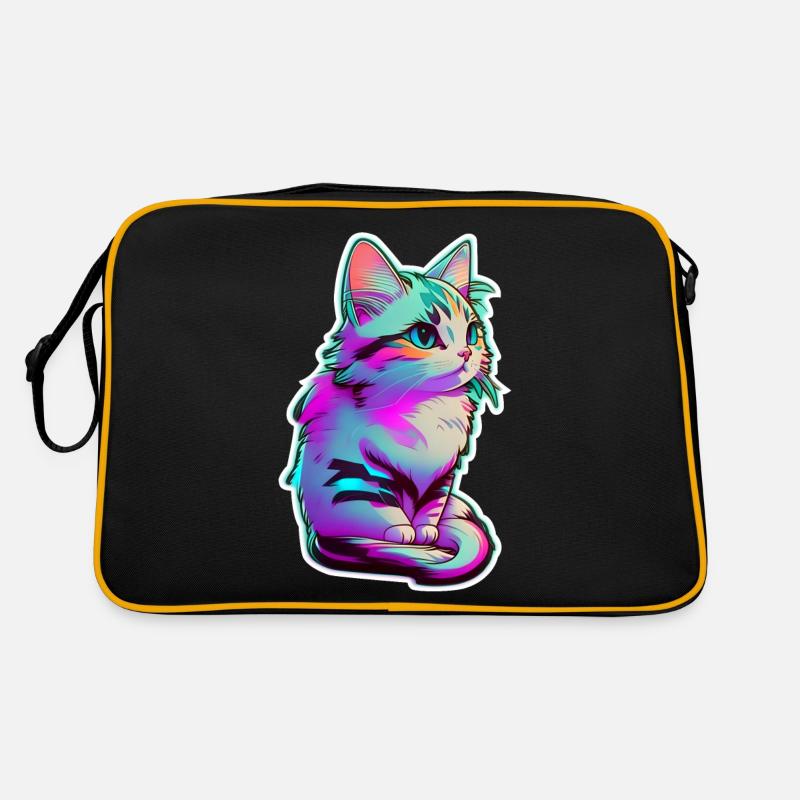 petit chaton eclairage néon - chat mignon Sac Retro
