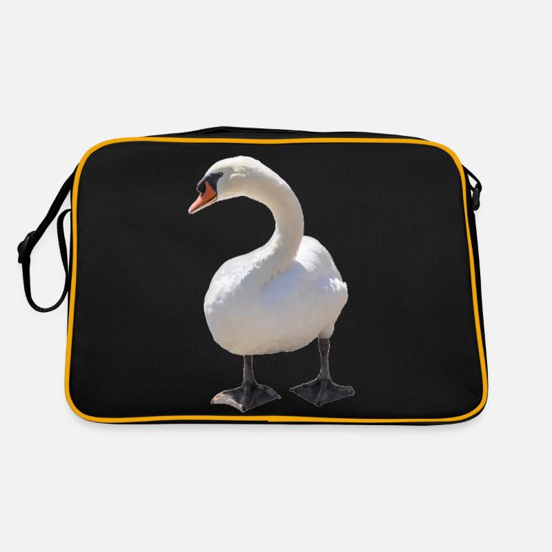 Schwan - Retro Tasche - Schwarz/Gold