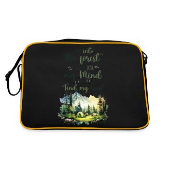 Wald Zitat - Und in den Wald gehe ich - Retro Tasche - Schwarz/Gold - Hinten