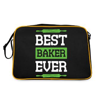 Best Baker Ever - Retro Tasche - Schwarz/Gold - Hinten