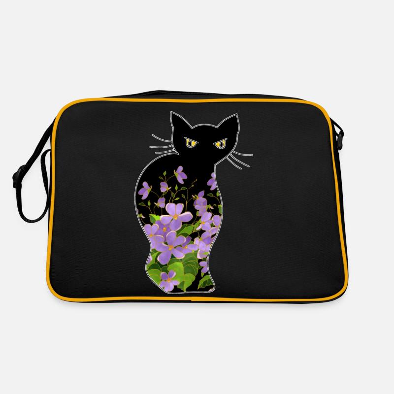 Katze - Retro Tasche - Schwarz/Gold