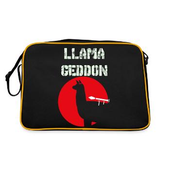 LLAMAGEDDON! Llama funny tshirt - Retro Bag - black/gold - Back