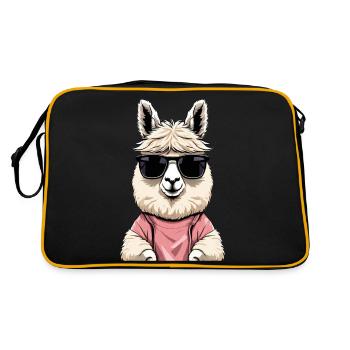 Cool alpaca with sunglasses - Retro Bag - black/gold - Back