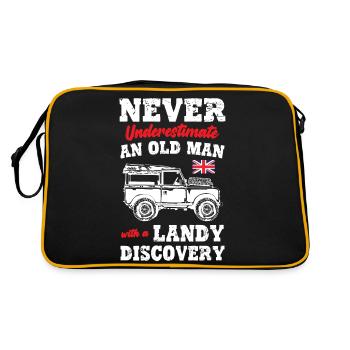 NEVER UNDERESTIMATE AN OLD MAN WITH A DISCOVERY - Retro Tasche - Schwarz/Gold - Hinten