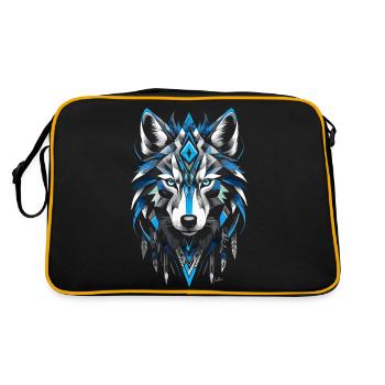 Loup géométrique bleu - Sac Retro - noir/or - Dos