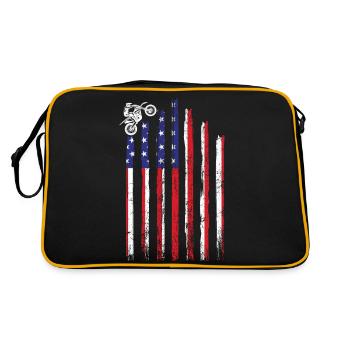 Dirt Bike Rider US Flag MX Motocross Supercross - Sac Retro - noir/or - Dos