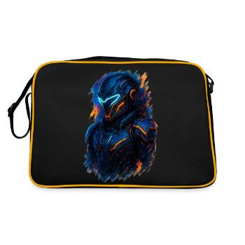 futuristic art of a warrior - Retro Bag - black/gold - Back