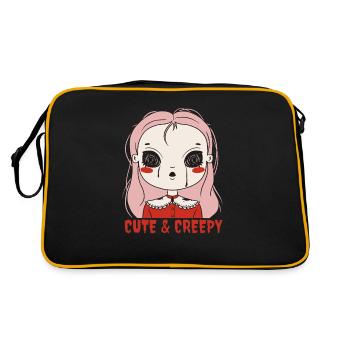Gruseliges Mädchen - Cute & Creepy - Halloween - Retro Tasche - Schwarz/Gold - Hinten