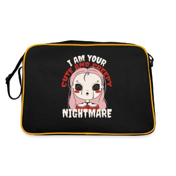 Gruseliges Mädchen Cute Creepy Albtraum Halloween - Retro Tasche - Schwarz/Gold - Hinten