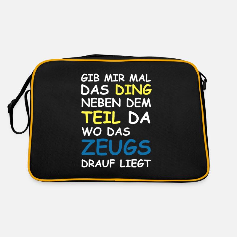Gib mir mal das Ding neben dem Teil da | Sarkasmus - Retro Tasche - Schwarz/Gold
