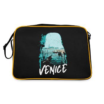 Venice and its Gondolas: Elegant Illustration - Retro Bag - black/gold - Back