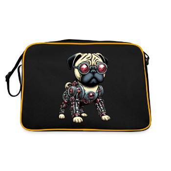 Chien Carlin Robot Cyborg Mécanique - Sac Retro - noir/or - Dos