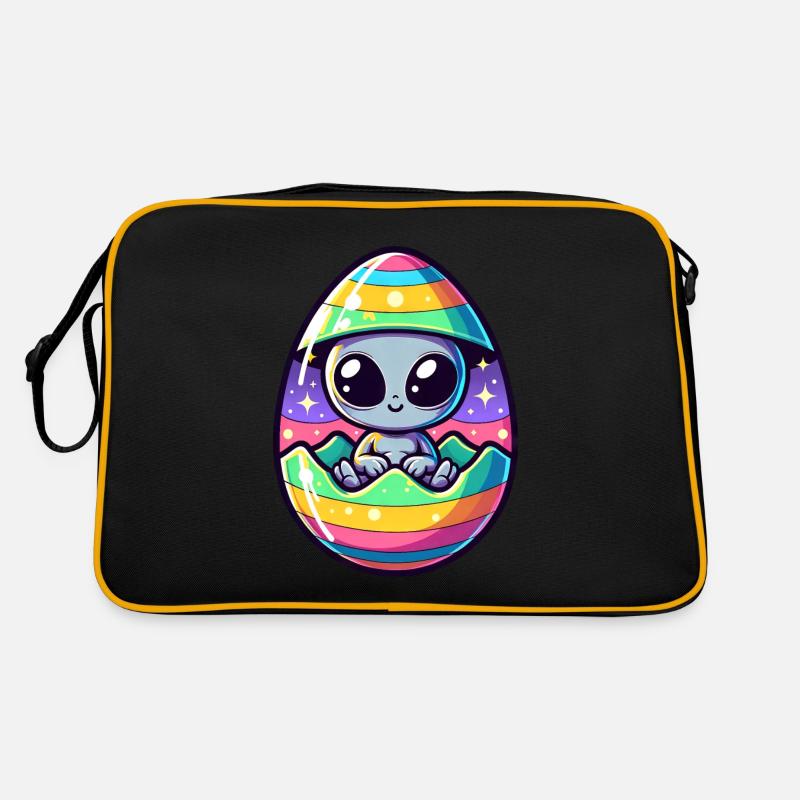 Conception d’éclosion d’oeuf de Pâques extraterrestre : surprise colorée Sac Retro