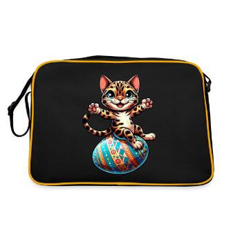 Bengal Cat Dancing Easter Egg - Retro Bag - black/gold - Back