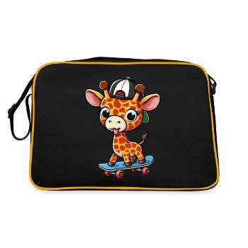 Girafe patineuse coquine avec planche à roulettes - Sac Retro - noir/or - Dos
