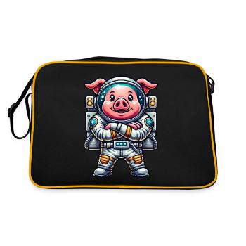 Astronaut Pig Space Universe Cosmonaut - Retro Bag - black/gold - Back