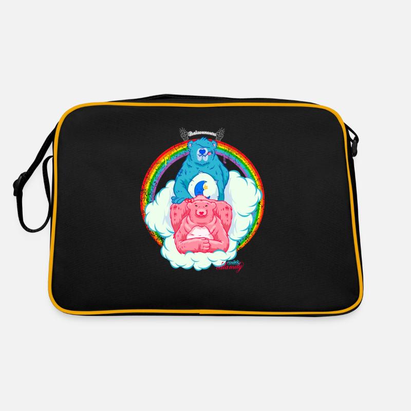 Freche Bären - Retro Tasche - Schwarz/Gold