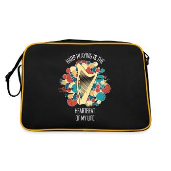 Harp Gift Musical Instrument Musician Plucking - Retro Bag - black/gold - Back
