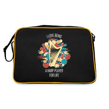 Harp Gift Musical Instrument Musician Plucking - Retro Bag - black/gold - Back