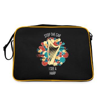 Harp Gift Musical Instrument Musician Plucking - Retro Bag - black/gold - Back