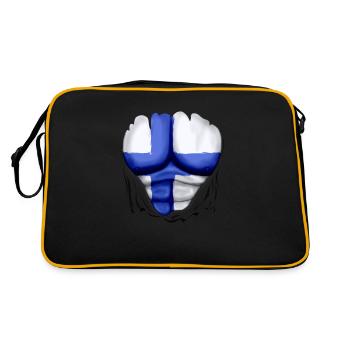 Finland Flag Ripped Muscles, six pack, chest - Retro Bag - black/gold - Back