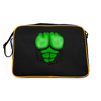 Gerippt Muskeln Grün, muskulöse, Brust-T-Shirt - Retro Tasche - Schwarz/Gold - Hinten