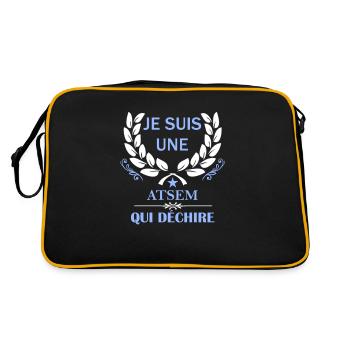 je suis une atsem qui déchire - Retro Tasche - Schwarz/Gold - Hinten