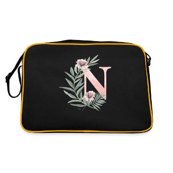 Letter N with flowers - Retro Bag - black/gold - Back