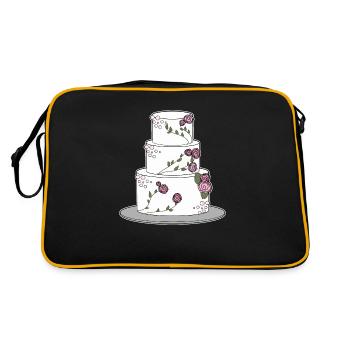 Hochzeitstorte - Retro Tasche - Schwarz/Gold - Hinten