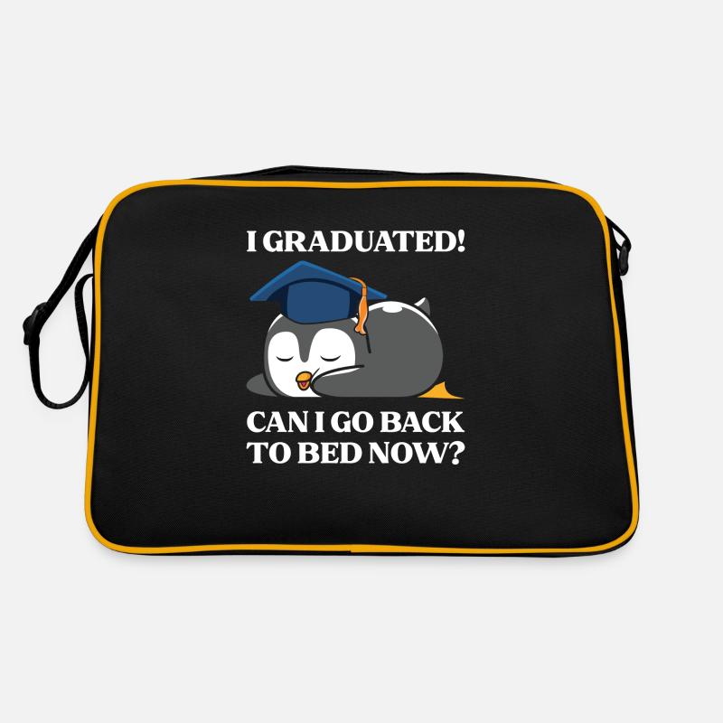 I graduated , Can I go back to bed now? - Retro Bag - black/gold